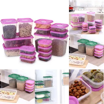 17 Kusů Uzavřené Obdélníkové Plastové Food Saver Skladovatel Úložný Box Kontejner Mrazák