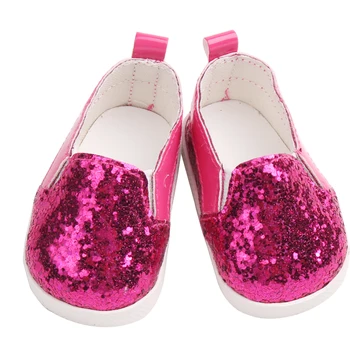 18 inch Girls panenka boty Lesklé byty šaty boty PU Americké novorozence boty Dětské hračky vhodné 43 cm baby panenky s164-s167