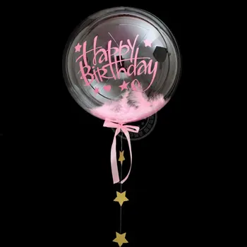 18 palcový Transparentní Helium jasné, Bublina, Balóny, narozeniny foto nálepky barevné peří Narozeninové party Dodávky dekor