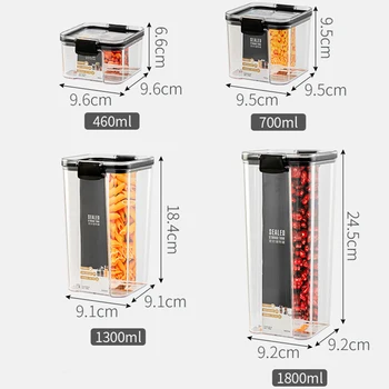 1800ML skladování potravin nádoby plastové kuchyň lednička noodle box multi-skladování obilí nádrže transparentní uzavřené nádrže