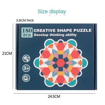 180pcs Puzzle Tangram dětské 3D Dětské Dřevěné Stavební Bloky Montessori Vzdělávací Hračky, Děti, Vzdělávací Dřevěné Hračky