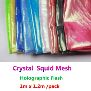 1ba 1MX1.2M DIY Mesh Tkanina NOVÝ Crystal Blikající Holo Pro Squid Jig Pearl Zelená Růžová Modrá Žlutá Modrá Barva