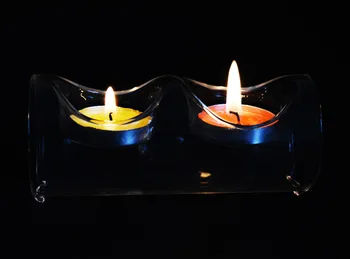 1KS Evropské křišťálové skleněné svícny transparentní kulaté dlouhé trubice s 2 otvory svícen na večeři sklo řemesla JY 1177