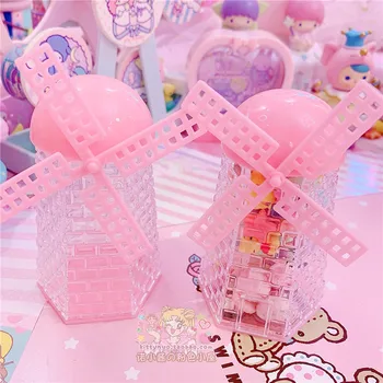 1ks Sladké Mini větrný Mlýn Tvar Transparentní Úložný Box Candy Kolekce Home Decora Dívky Dárky