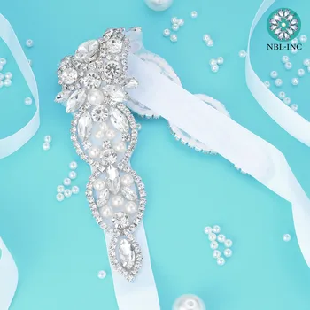 (1KS) Stříbrná drahokamu svatební pás svatební nášivka s krystal svatební šaty, doplňky, křídla pás pro svatební šaty WDD1102