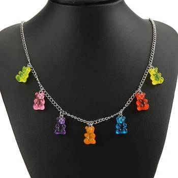 1KS Ženy Náhrdelník Multicolor Pryskyřice Gummy Bear pro Děti, Dárek k Narozeninám Dovolenou Šperky