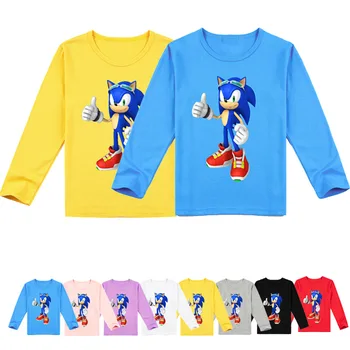 2-16 let Děti Sonic The Hedgehog Děti Oblečení Batole Chlapci Dlouhý Rukáv Topy pro Holky Trička Dítě Cartoon Ležérní Oblečení