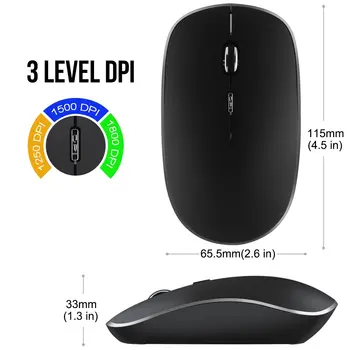 2.4 G Bezdrátová Počítačová Myš Slim Silent s Nano Přijímač,1800DPI Nastavitelná optická Myš Silent Klikněte pro PC Laptop