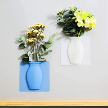 2 Magic Lpění Sticky Silikonové Květinové Vázy Odnímatelné Závěsné Nástěnné Opakovaně Květináč Kuchyně Domácí Zeď Okno Dekor