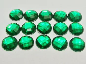 200 Zelené Akrylové Flatback Drahokamu Tváří Kulaté kameny 12mm Žádná Díra