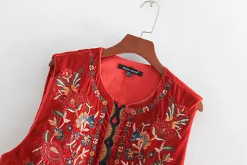 2018 Ženy Vintage flitry květinové výšivky vesta bunda dámské retro národní styl patchwork ležérní velvet vesta CT154