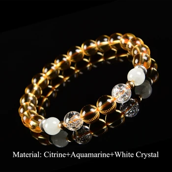 2019 Citrín Křišťál Náramek Muži Šperky Akvamarín Náramek, Přírodní Kámen Ženy Náramky Bílé Crystal