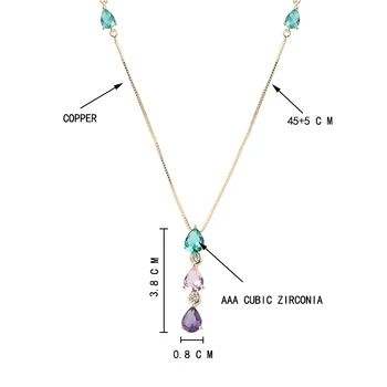 2019 Nové 3Colors Mědi Jednoduchý Přívěsek Náhrdelník Set V AAA Zirkony módní náhrdelníky pro ženy, šperky 2018 prohlášení