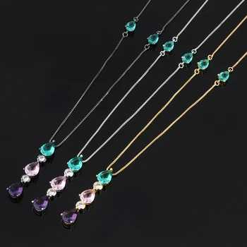 2019 Nové 3Colors Mědi Jednoduchý Přívěsek Náhrdelník Set V AAA Zirkony módní náhrdelníky pro ženy, šperky 2018 prohlášení