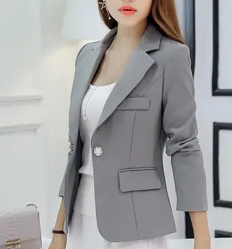2019 nové dámské sako podzim slim obleky plná barva krátké kabáty dlouhý rukáv slim malé oblek žena office kabát top kvalita