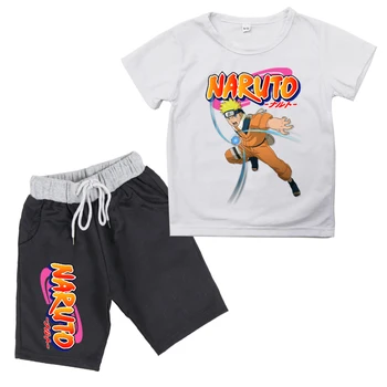 2019 Nové Dítě Chlapci Dívky Letní Šaty Karikatura Naruto Tričko Top + Šortky Kalhoty Oblečení Sady 2ks Děti, Děti, Oděv, Oblek