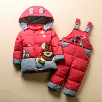 2019 Nové dětské oblečení set zahustit dolů kabát chlapec romper bundu soupravy oblečení děti dolů a parky Děti dívčí Oblečení