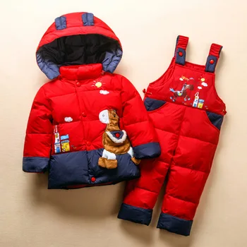 2019 Nové dětské oblečení set zahustit dolů kabát chlapec romper bundu soupravy oblečení děti dolů a parky Děti dívčí Oblečení