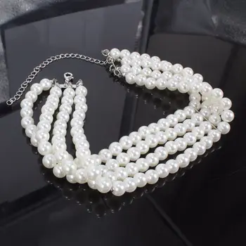 2019 Nové Evropské Módní Šperky Momenty Široký Náhrdelník Náhrdelníky Ručně Vyráběné Korálky Vícevrstvé Pearl Náhrdelník Ženy Dropshipping