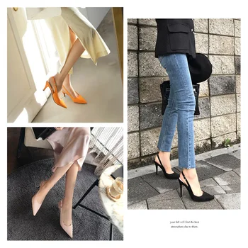 2019 nové letní styl sandály ženské stiletto duté s semišové špičaté sexy korejské módní vysoké podpatky podzimní boty
