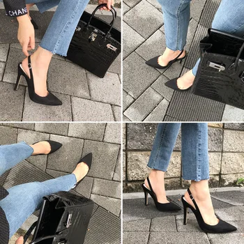 2019 nové letní styl sandály ženské stiletto duté s semišové špičaté sexy korejské módní vysoké podpatky podzimní boty
