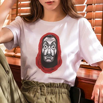 2019 TV Seriálu La Casa De Papel T Shirt Ženy Peníze Loupež Tee Tričko Ležérní Plus Velikosti Topy Domu Papíru Funny T-Shirt Ženy