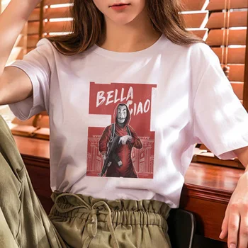 2019 TV Seriálu La Casa De Papel T Shirt Ženy Peníze Loupež Tee Tričko Ležérní Plus Velikosti Topy Domu Papíru Funny T-Shirt Ženy