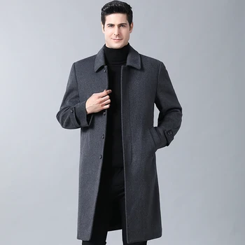 2019 zimní nový styl pánské slim vlněný kabát luxusní vysoce kvalitní silné teplé single-breasted Večerními límec business casual kabát