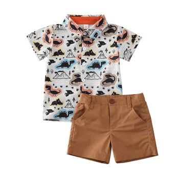2020 Gentleman 0-5Y Děti Baby Boy Oblečení Nastavit Dinosaur s Krátkým Rukávem Topy Tričko+Šortky, Kalhoty, Formální Oblečení, Školní Oblek 2ks