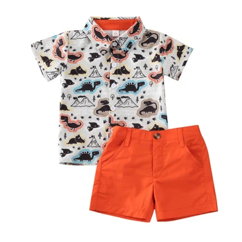 2020 Gentleman 0-5Y Děti Baby Boy Oblečení Nastavit Dinosaur s Krátkým Rukávem Topy Tričko+Šortky, Kalhoty, Formální Oblečení, Školní Oblek 2ks