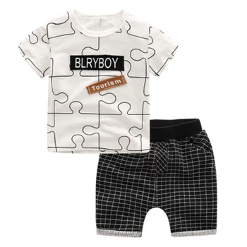 2020 Hot Boys Dětské Oblečení Nastavit Krátký rukáv Košile T-shirt Kalhoty 2dílná Oblek Módní Letní Bavlněné Oblek