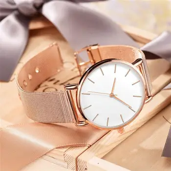 2020 Luxusní Dámské Hodinky Pletivo Z Nerezové Oceli, Ležérní Náramek Hodinky Quartz Rose Gold Ženy Hodiny Reloj Mujer Zegarek Damski
