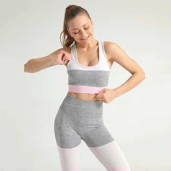 2020 Módní Vysoký Pasu Fitness Legíny Ležérní Bezešvé Oblek Push Up Ženy Cvičení 2 Ks Set Fitness Bezešvé Oblek