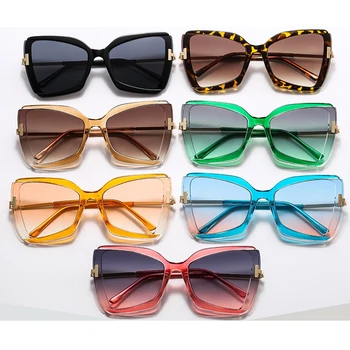 2020 módní ženy Nadrozměrné Kočičí oko ženy, sluneční brýle vintage Značka designer sluneční brýle odstíny luxusní kovové brýle gafas