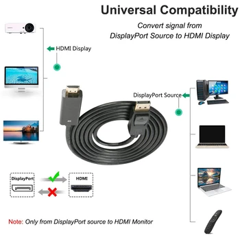 2020 Nejlepší DisplayPort k HDMI 4K HDMI Kabel DP na HDMI 1080P 4K 60Hz Převodník DP 1.2, HDMI 2.0 pro PS4 Projektor Notebook PC