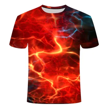2020 nové 3d t shirt Black Tee Ležérní Top Camiseta Streatwear Krátký Rukáv Tkanina Modrá, Červená Hořící letní tričko Pánské t-shirt