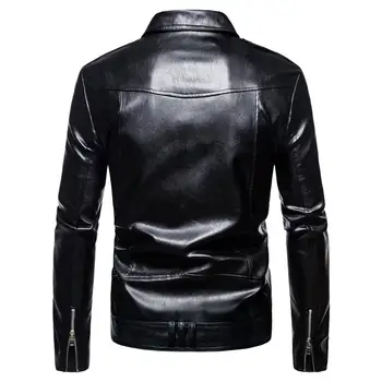 2020 nové podzimní pánské Pu kožené sako s zip pás plus velikost bundu mužské trend černé punk bomber bunda umělé kůže