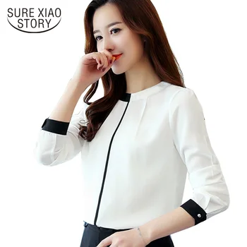 2020 nové příjezdu Šifon halenka casual ženy bílý a červený dlouhý rukáv volné korejský módy žen halenka 904A 30