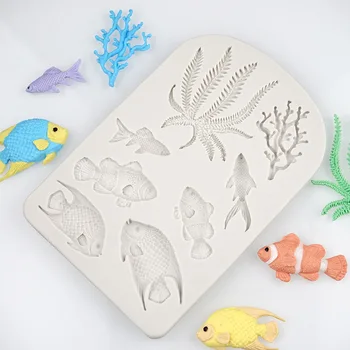 2020 Nové Silikonové Formy Ryby Mořské Vzor Konkrétní Formy Molde De Silikonové Designer Diy Jílu 3D Wall Panel Forem pro Omítky