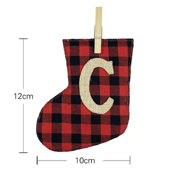 2020 Nové Vánoční Banner Visí Ponožky Ozdoby Stuha Kostkovaná DIY Dekor Dítě Dárky Opakovaně Dekorace