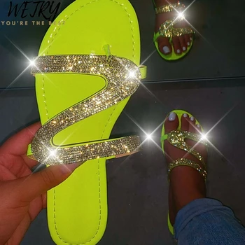 2020 nové ženy módní divoké plážové flip flop světlé diamond ploché dno venkovní divoké student sandály Bling pantofle