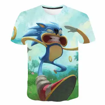 2020 Nový Trend Hvězdné Sonic T-shirt Chlapci a Dívky v Létě Karikatura Ležérní Krátké rukávy Mládež Oblečení 3D T-shirt 4-25 Let