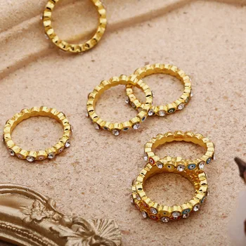 2020 Nový Český Duha Zlé Oko Drahokamu Plné Zlaté Prsteny Pro Ženy Vintage Zlaté Barvě Prst Prsten Dámy Prsten Šperky