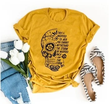 2020 Plus Velikosti S-5XL Dopis Skull Print T-shirt Nové Ženy Módní Ležérní Krátké rukávy Girl Top Funny T Košile O-Neck Krátký Top