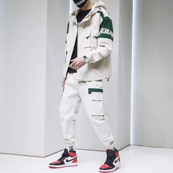 2020 Podzim Muži Streetwear Tepláková souprava Bunda s Kapucí a Harajuku Běžců Muži Cltohing Oblek Sady Vintage Joggers