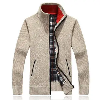 2020 Podzim Zimní Pánské SweaterCoat Umělé Kožešiny, Vlněný Svetr Bundy Muži Zip Pletené Tlustý Kabát Ležérní Pletené zboží