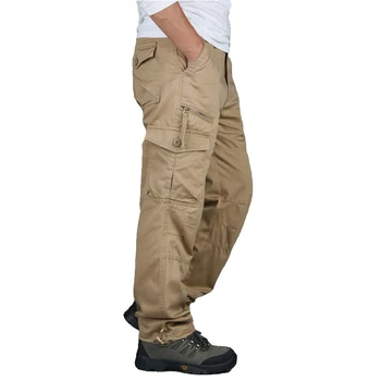 2020 Pánské Cargo Kalhoty Taktické Multi-Kapsy Kombinézy Mužské Bojové Bavlněné Volné Kalhoty Kalhoty Army Vojenské Práce Rovné Kalhoty