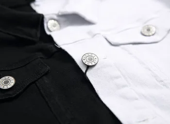 2020 pánské černé a bílé a double barva denim bunda z kultivovat něčí mládež módní džínová bunda klopě