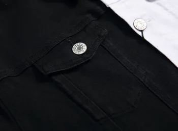2020 pánské černé a bílé a double barva denim bunda z kultivovat něčí mládež módní džínová bunda klopě