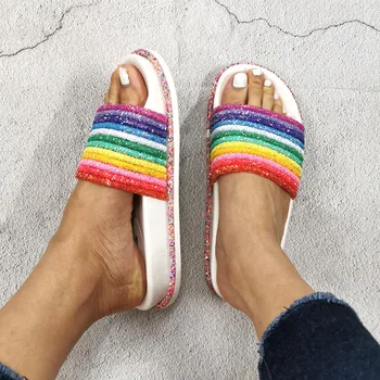 2020 Tlusté Dno Komfort Outdside ženy sandály Letní Plážové Boty Bling Barevné ženské snímky Módní obuv letní Obuv